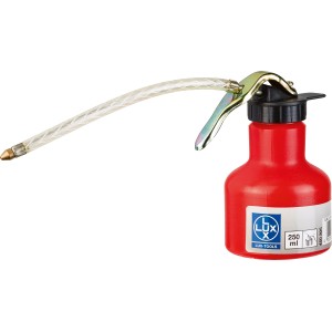 LUX Ölkanne, 250 ml, rote Kunststoffflasche mit flexiblem Ausguss für Wartung und Autoreparatur.