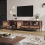 okwish TV Schrank mit Rattan Türen Schubladen Füßen Stauraum 200x37x49.5cm Braun_2