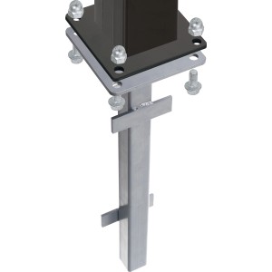 Silberner Pfostenanker (50,6 cm) aus Metall zum Einbetonieren für Zaunbau & Sichtschutz.