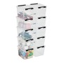 Stapel aus transparenten SmartStore Classic Aufbewahrungsboxen 3 l mit Deckel und schwarzem Verschluss.