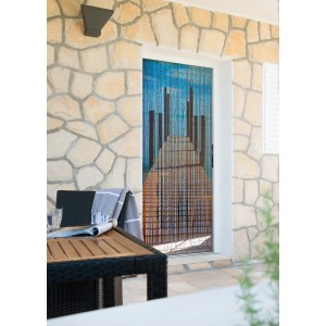 Dekorativer Türvorhang Bridge mit Strandmotiv, 90x200 cm, als Raumteiler oder Deko.