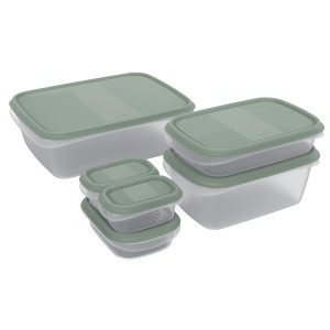 Rotho Frischhaltedosen-Set Elements, 6-teilig, in Mistletoe Green. Vorratsdosen aus Kunststoff.