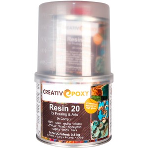 CreativEpoxy Resin 20, 0,5 kg Epoxidharz für Spezialspachtel-Anwendungen.