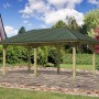 Karibu Pavillon Varberg 2 Set mit grünen Schindeln, kesseldruckimprägniert.