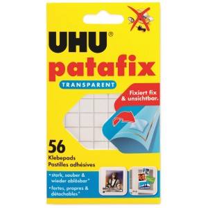 Uhu Patafix transparent, 56 Klebepads zum Fixieren von Fotos und Postern.