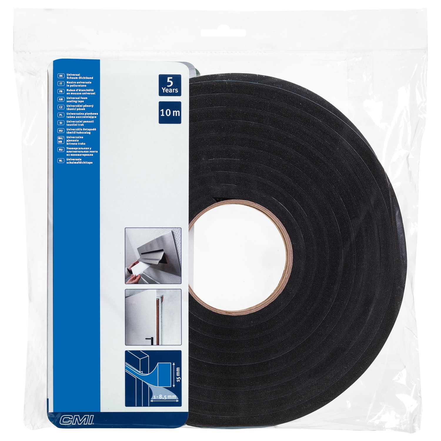 5,5 m Schaumstoff Dichtungsband mit 9 x 5 mm Profil in Weiß  Dichtungsstreifen