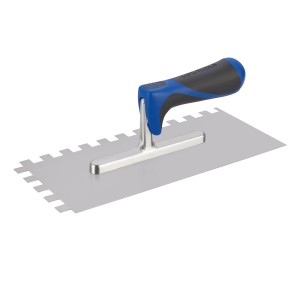 LUX Glättekelle Comfort, rostfrei, 12x12 mm Zahnung, ergonomischer Griff für Fliesen- und Klebearbeiten.
