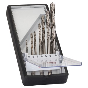 Bosch Holzspiralbohrer-Set, 7-teilig (2-8 mm) mit Sechskantschaft in Kunststoffbox.