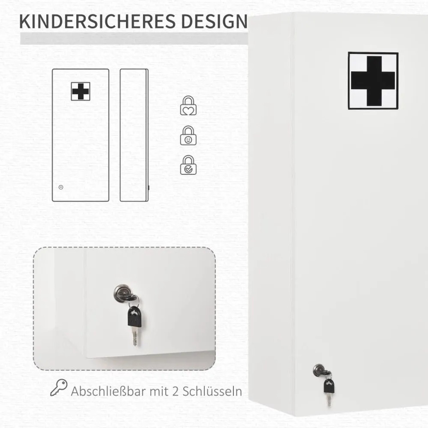 Kleankin Medizinschrank Verstellbar Abschließbar Flur Weiß 30 x 20 x 70 cm kaufen bei OBI