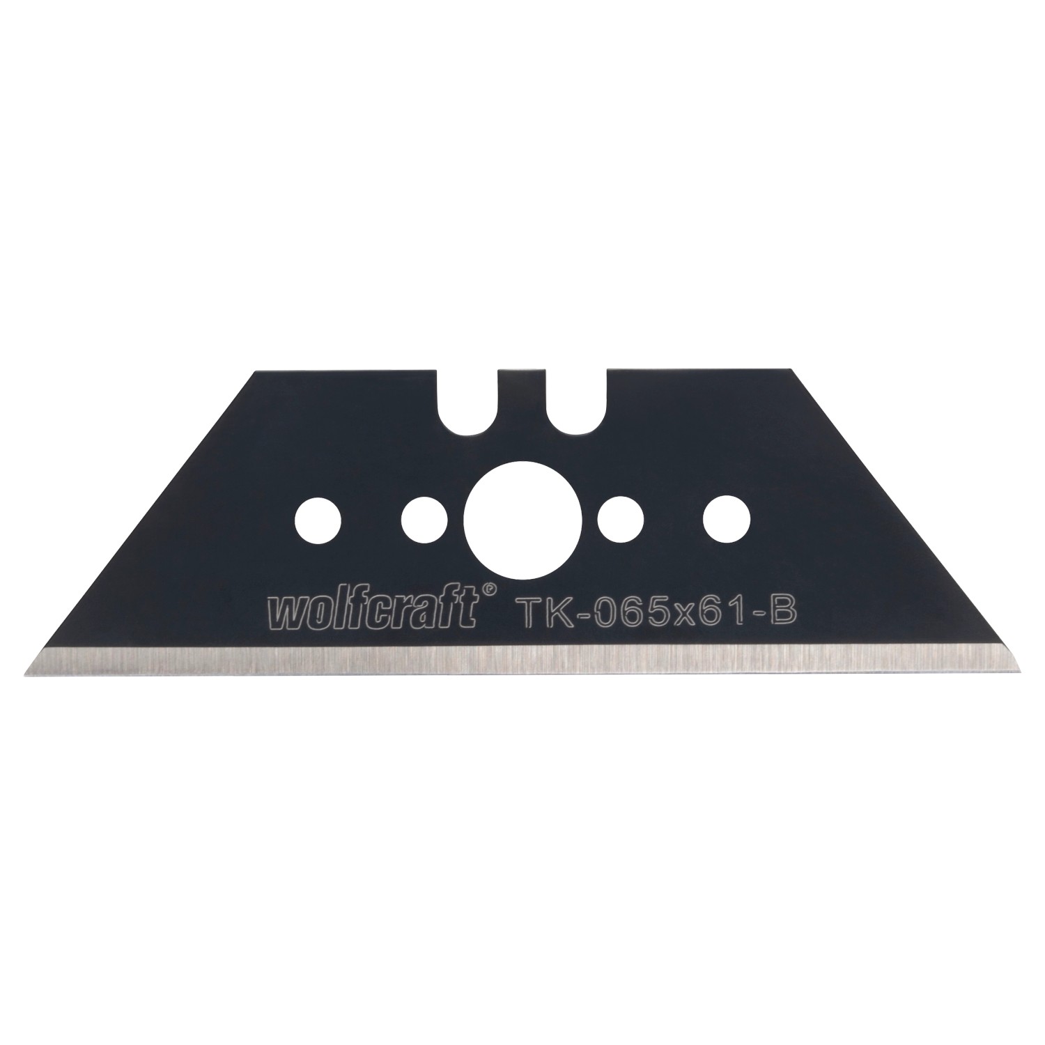 Wolfcraft Trapezklinge, 0,65x61mm, schwarz, 5er-Pack. Messerzubehör für Profis.