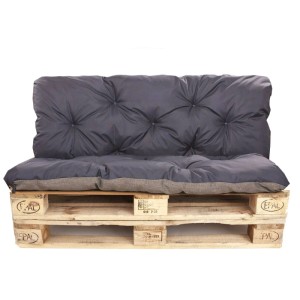 Setgarden Palettenkissen-Set, marineblau, mit Sitz- und Rückenkissen auf Europalette.
