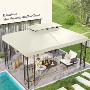 Outsunny Ersatz-Vordach 180g/m² Polyeser Cremeweiß 3 x 4 m