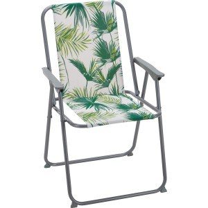 Zusammenklappbarer Campingstuhl Palmelo mit Blattmuster für Outdoor-Aktivitäten.