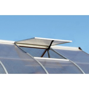 Detailaufnahme Dachfenster des Palram Canopia Bella Gewächshauses mit Stegplatten.