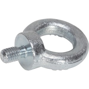 Nahaufnahme einer verzinkten Ringschraube M6 aus Stahl für Seile bis 20mm.