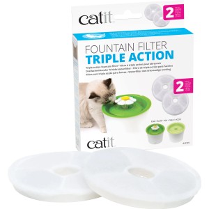 Catit Trinkbrunnenfilter 2er-Pack: Ersatzfilter mit Dreifachwirkung für Katzentränke.