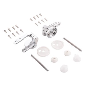 WC-Sitz Befestigung Set aus Metall und Kunststoff, inklusive Schrauben und Dichtungen.