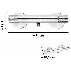 baliv Thermostat-Duscharmatur DU-5020 in Chrom mit Maßangaben.