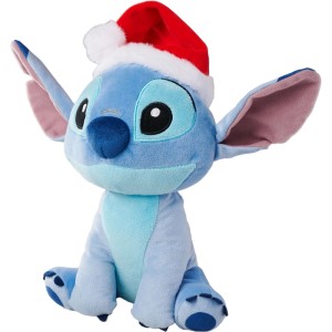 Disney Plüschfigur Stitch Christmas 25 cm in Blau-Rot-Weiß mit roter Weihnachtsmütze, sitzend. Festliches Geschenk.