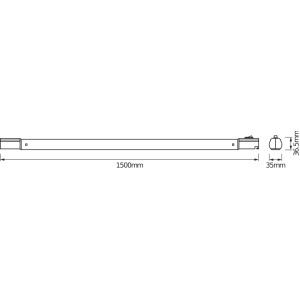 Technische Zeichnung Ledvance LED-Unterbauleuchte TubeKit, 150cm, Kaltweiß, mit Maßangaben.