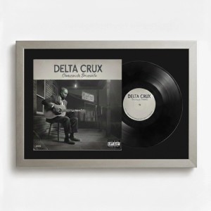 2er Set Schallplattenrahmen Platin 40x60cm mit Passepartout für Vinyl und Cover in Vitrine.