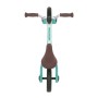 Mintgrünes Globber Go Bike Elite Air Laufrad mit braunem Sattel und Lenker, 10 Zoll Luftbereifung, von oben.