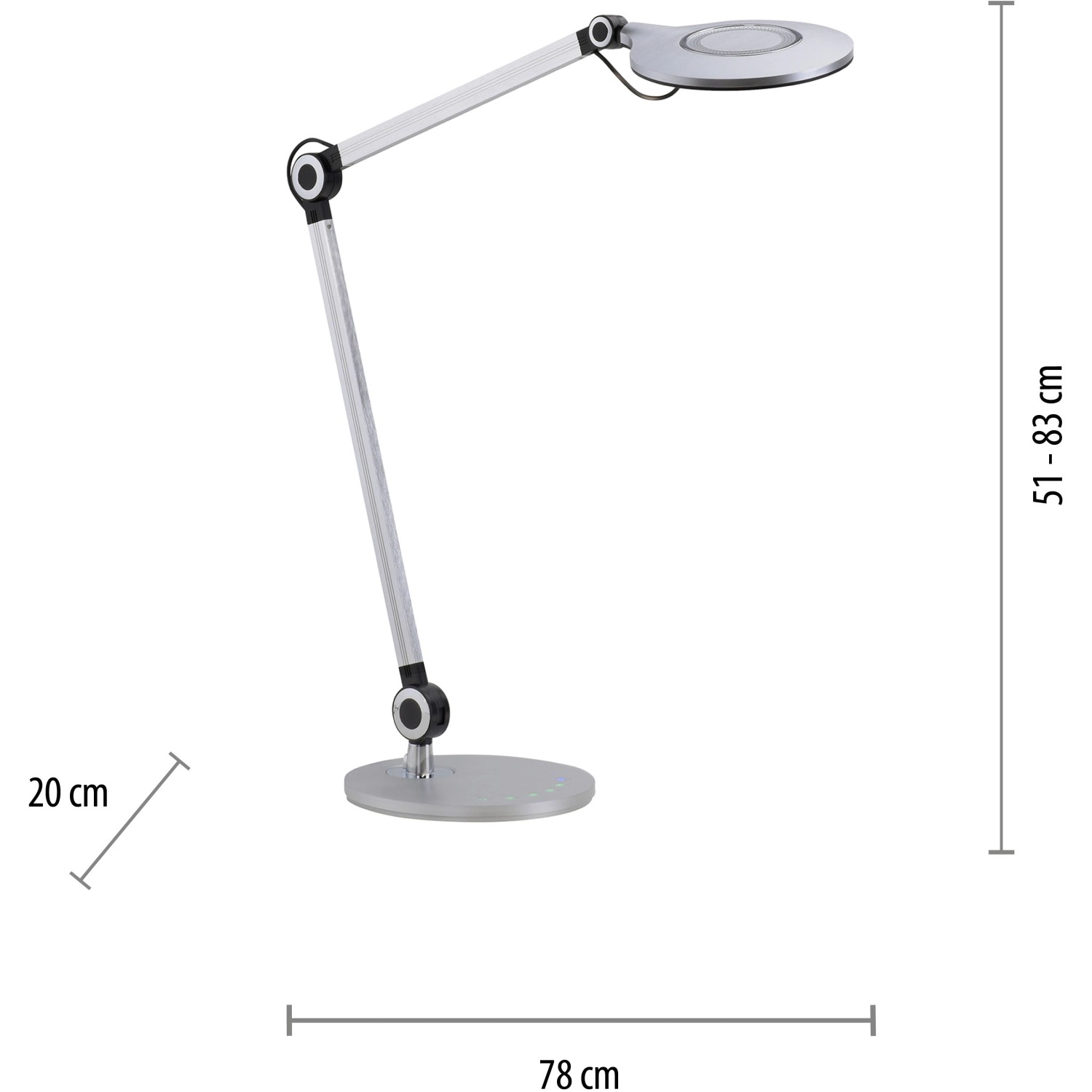 Just Light Schreibtischleuchte Niklas, schwarz, mit verstellbarem Arm und rundem Leuchtenkopf.