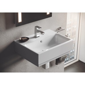 Grohe Cube Keramik Waschtisch, 45 cm, alpinweiß, mit Hahnloch und Überlauf. Ideal für Gäste-WC.