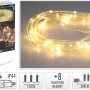 LED-Lichterkette mit 100 warmweißen LEDs, aufgerollt und in Verpackung, für stimmungsvolle Beleuchtung.