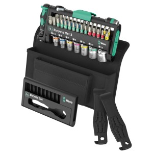 Wera Fahrradwerkzeug-Set Bicycle Set 3, 41-teilig, mit Bits, Nüssen, Reifenhebern und Tasche.