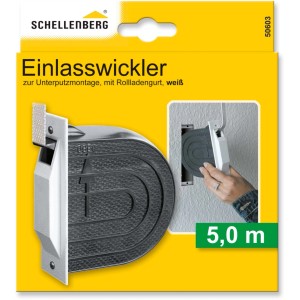 Schellenberg Einlasswickler-Set Mini, 118 mm, Weiß, mit Rollladengurt und Mauerkasten.