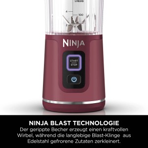 Ninja Mixer Blast BC151EUCR in Cranberry Farbe, kabelloser Mixer für unterwegs.