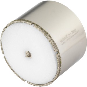 Wolfcraft Diamant-Lochsäge Ceramic, 74 mm Durchmesser. Bohrkrone für Fliesen mit Zentrierbohrer.