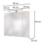 Held Möbel Waschtisch-Set Rom, 80 cm, matt Weiß: Spiegelschrank mit LED-Leuchte und Maßen.