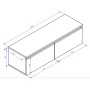 Technische Zeichnung Selsey TV-Hängeboard Bemmi 100 cm mit Maßen: 100x28,4x31,8 cm, zwei Fächer.