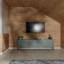 Wohnraum mit Egger Decowall Faltleiste FL008 Loveland Eiche als Wandverkleidung.