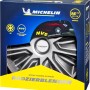 Michelin Radzierblenden Typ Louise, silber/schwarz, 14 Zoll, im Karton mit Auto-Abbildung.