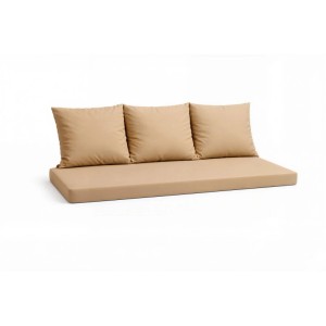 Beiges Setgarden Bankkissen-Set für 3-Sitzer Gartenbank, bestehend aus Sitz- und Rückenkissen.