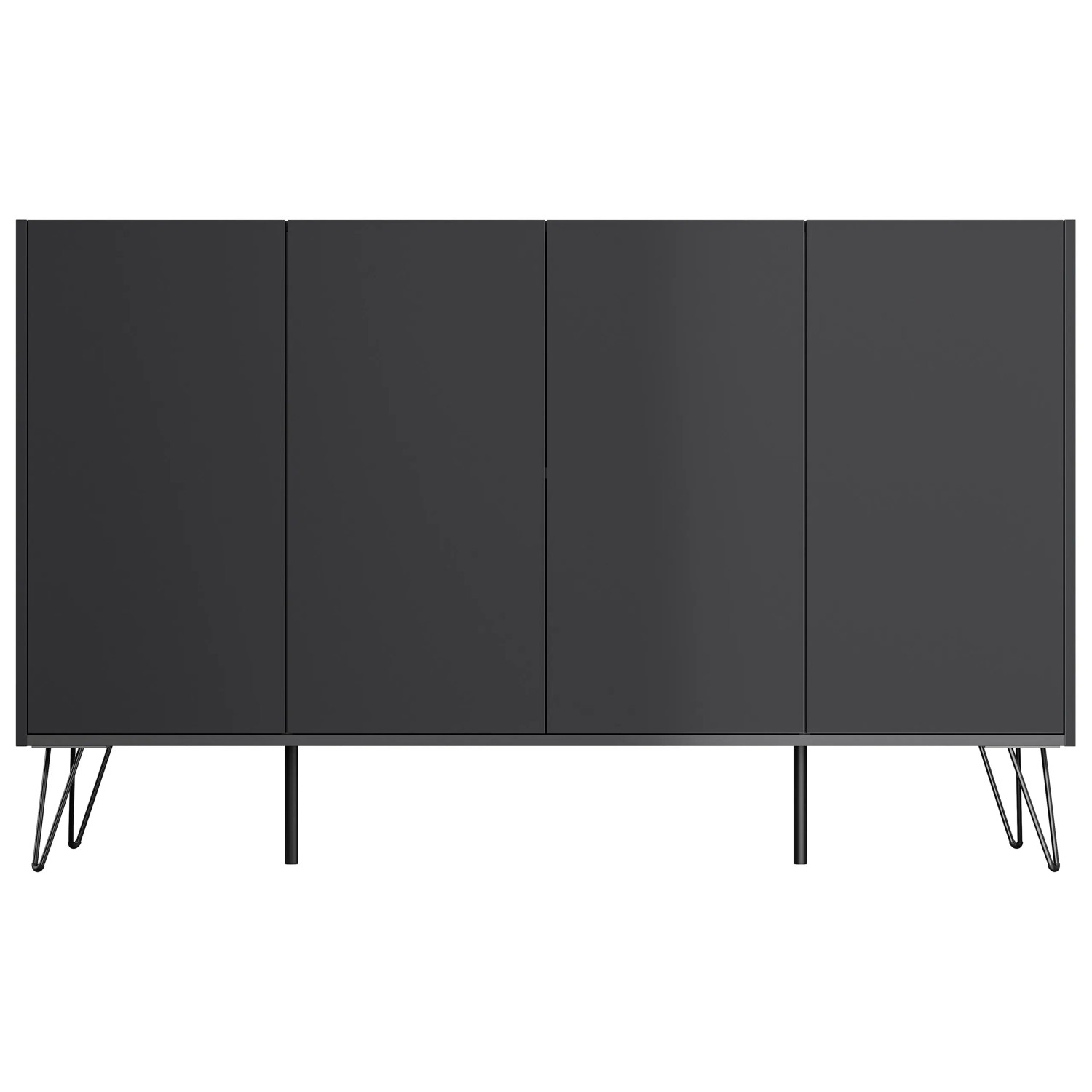 Posseik Sideboard Industrial P, Grafit, mit 4 Türen und Metallfüßen.