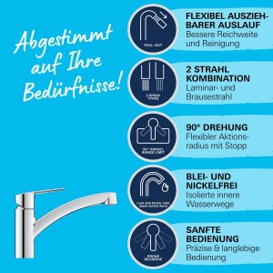 Grohe QuickFix Spültischarmatur Start Chrom mit Dualbrause: Flexibel, 2 Strahlarten, bleifrei.