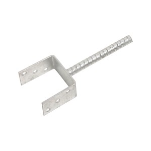 U-förmiger Stützenschuh zum Einbetonieren, 101 mm breit, aus feuerverzinktem Stahl.