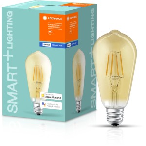 Ledvance Smart+ Bluetooth LED-Lampe in Edisonform, Filament Gold, E27/5,5W. Dimmbar und smart.
