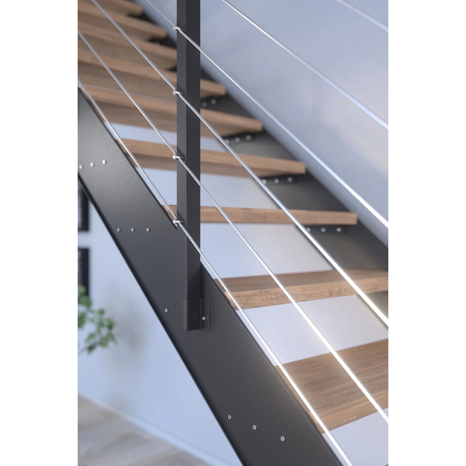 Treppe Kos 16 Stufen Eiche Geölt 85 cm Metallgeländer Anthrazit FSC®_6