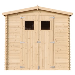 Timbela Gartenhaus M369+M369G aus Holz, 4,33 m², mit Doppeltür und zwei Fenstern.