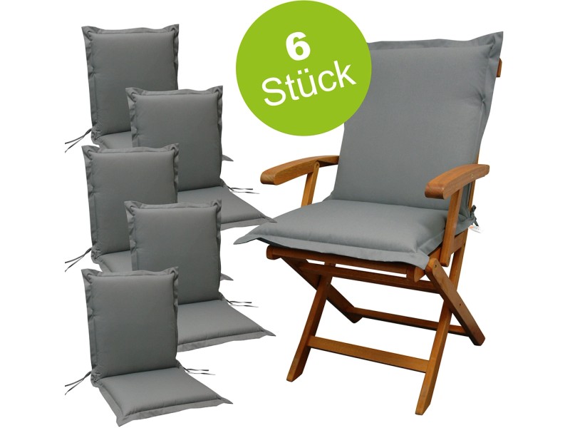 indoba® 6 x Sitzauflage Niederlehner Premium 95°C vollwaschbar Grau
