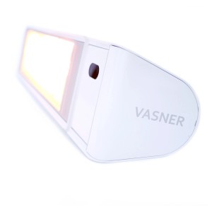 Weißer Vasner Infrarot-Heizstrahler Teras X20 mit Fernbedienung. Terrassenheizer mit Low Glare.