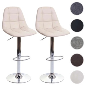 2er Set Barhocker in Creme-Beige mit Kunstlederbezug und verchromtem Gestell.