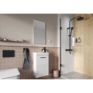 Maximus Waschtisch Palma 40 cm im Badezimmer, weißer Unterschrank mit Softclose.