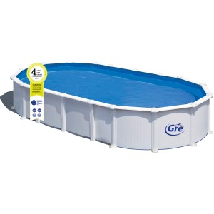Gre Stahlwand-Pool Haiti 730 cm x 375 cm x 132 cm Omega-System Oval Weiß