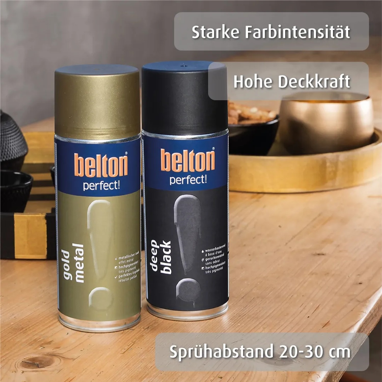 belton Buntlack Perfect Gold Metal, seidenmatt, 400ml Dose. Effektfarbe für Innen- und Außenbereich.